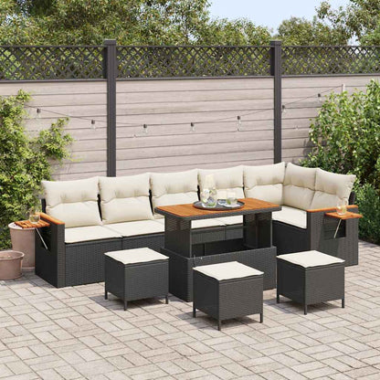 Gartensofa-set mit Kissen 10 pcs Schwarz und Creme