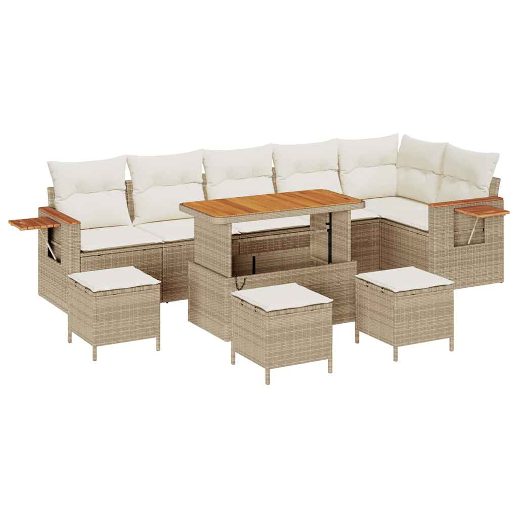 Gartensofa-set mit Kissen 10 pcs Beige und Creme