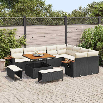 Gartensofa-set mit Kissen 12 pcs Schwarz und Creme