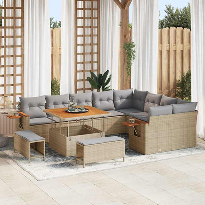 Gartensofa-set mit Kissen 12 pcs Beige und Hellgrau