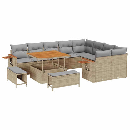 Gartensofa-set mit Kissen 12 pcs Beige und Hellgrau
