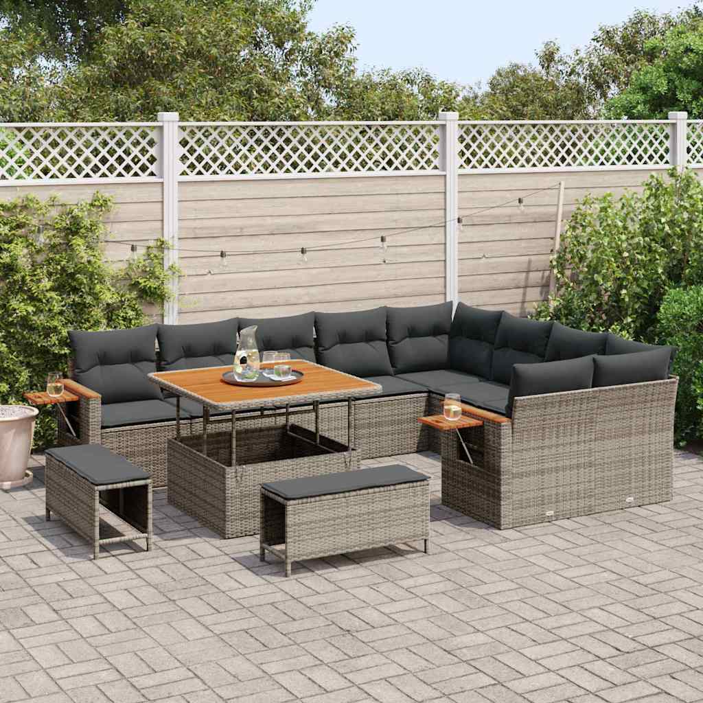 Gartensofa-set mit Kissen 12 pcs Grau