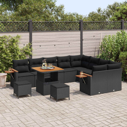 Gartensofa-set mit Kissen 12 pcs Schwarz