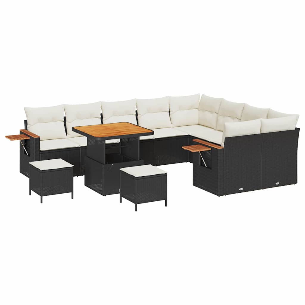 Gartensofa-set mit Kissen 12 pcs Schwarz und Creme
