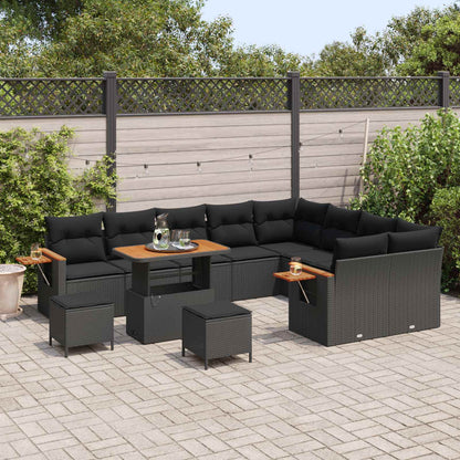 Gartensofa-set mit Kissen 12 pcs Schwarz