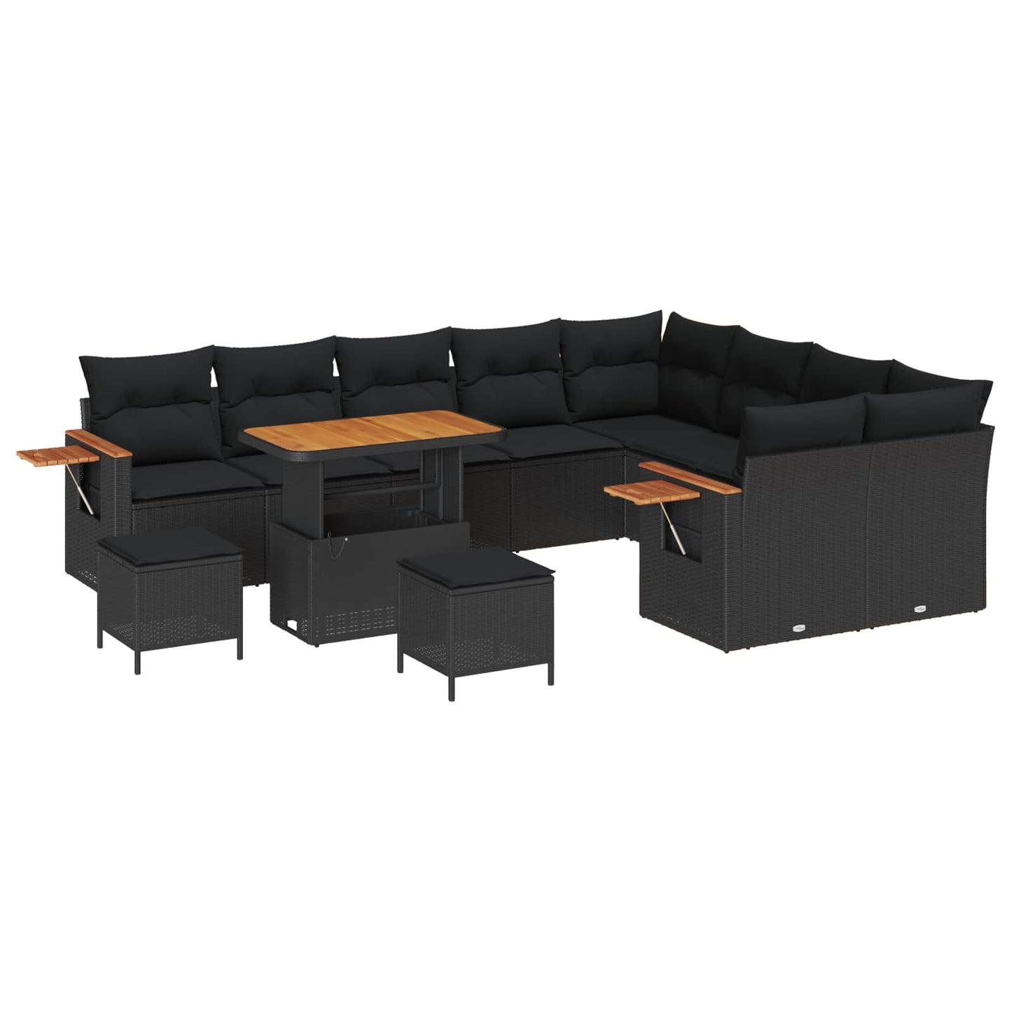 Gartensofa-set mit Kissen 12 pcs Schwarz