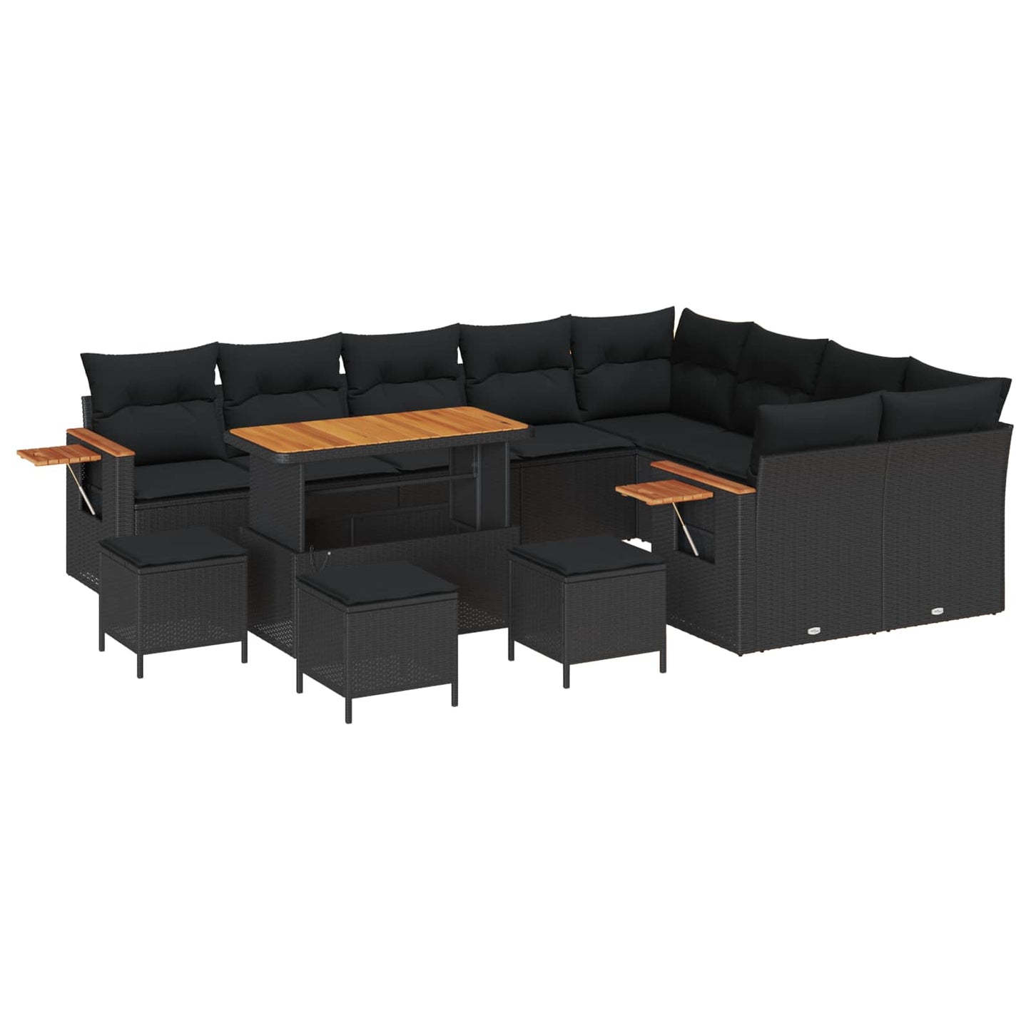 Gartensofa-set mit Kissen 13 pcs Schwarz