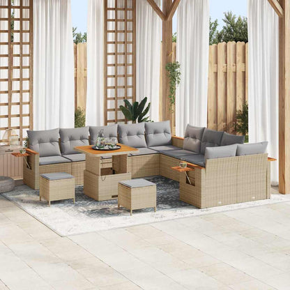 Gartensofa-set mit Kissen 13 pcs Beige und Hellgrau