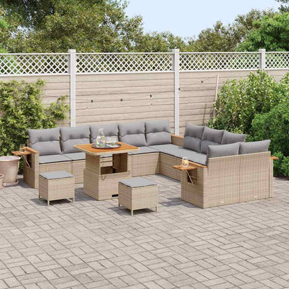 Gartensofa-set mit Kissen 13 pcs Beige und Hellgrau