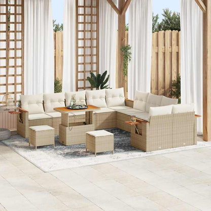 Gartensofa-set mit Kissen 13 pcs Beige und Creme
