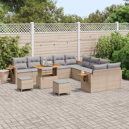 Gartensofa-set mit Kissen 13 pcs Beige und Hellgrau