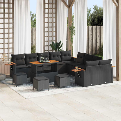 Gartensofa-set mit Kissen 14 pcs Schwarz