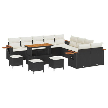 Gartensofa-set mit Kissen 14 pcs Schwarz und Creme