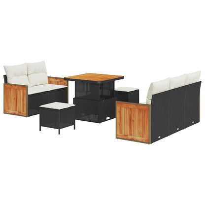 vidaXL Salon de jardin avec coussins 8 pcs Noir et crème
