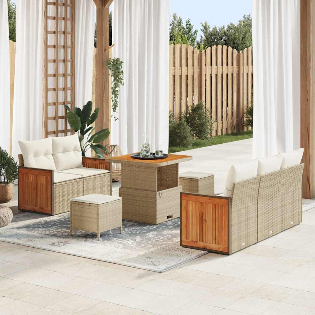 vidaXL Gartensofa-set mit Kissen 8 pcs Beige und Creme