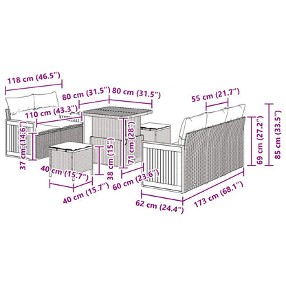 vidaXL Ensemble de canapés de jardin avec coussins 8 pcs Beige et Gris clair