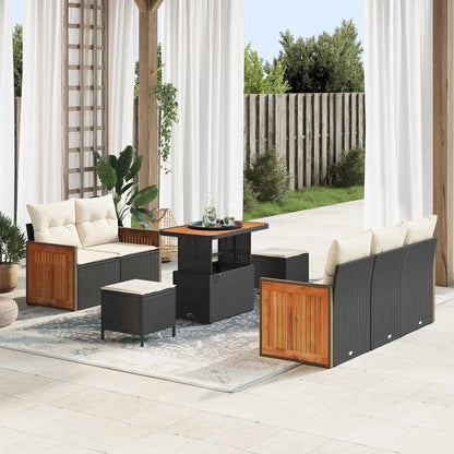 vidaXL Gartensofa-set mit Kissen 8 pcs Schwarz und Creme