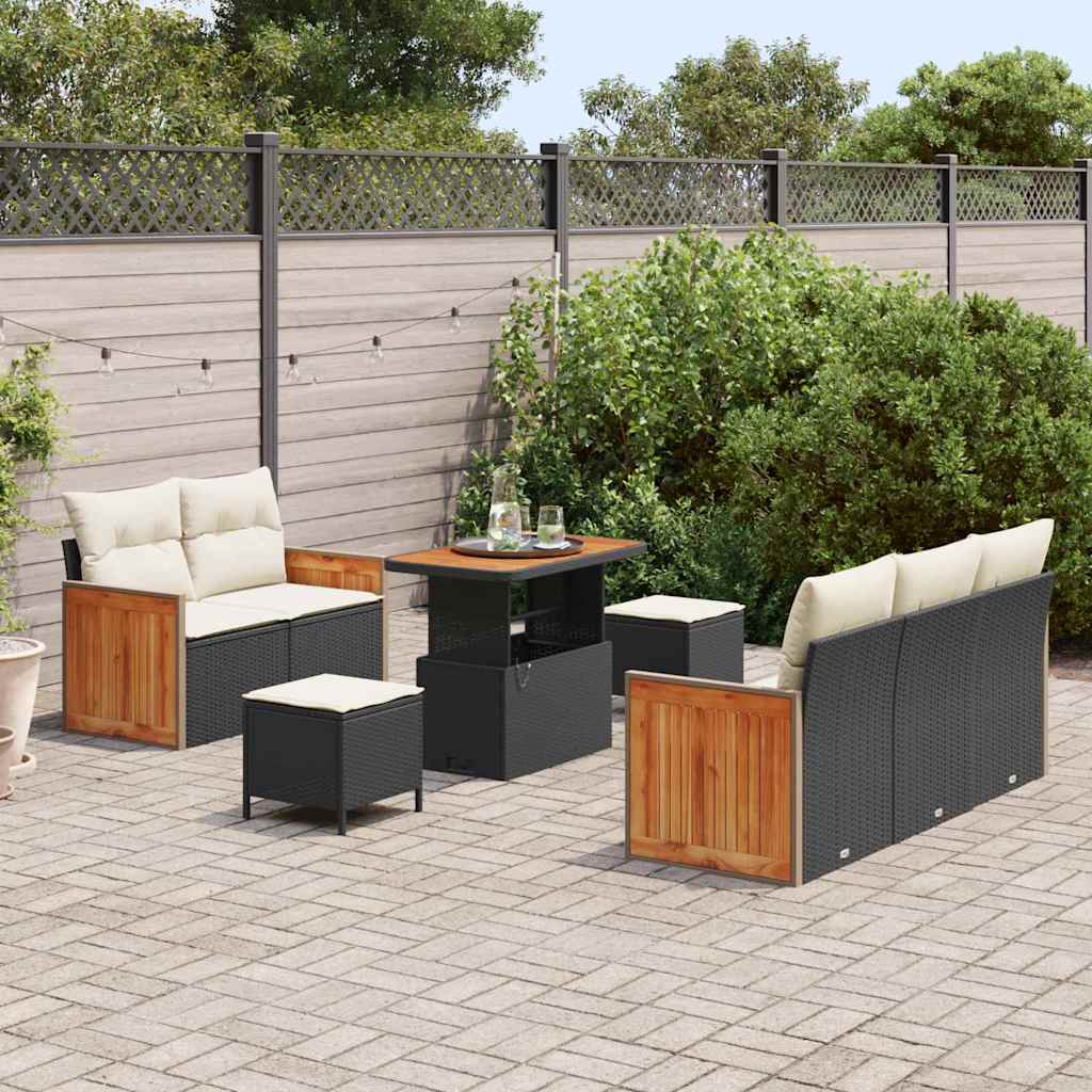 vidaXL Gartensofa-set mit Kissen 8 pcs Schwarz und Creme