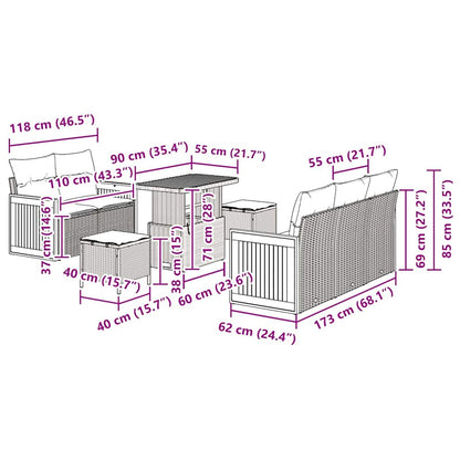 vidaXL Gartensofa-set mit Kissen 8 pcs Schwarz und Creme