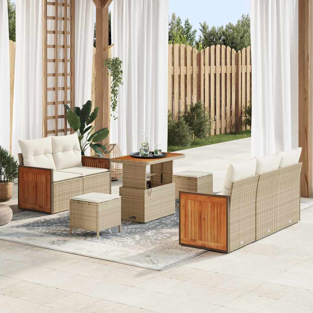 vidaXL Salon de jardin avec coussins 8 pcs Beige et crème