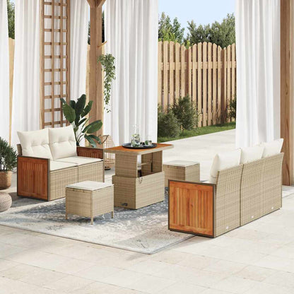 vidaXL Salon de jardin avec coussins 8 pcs Beige et crème