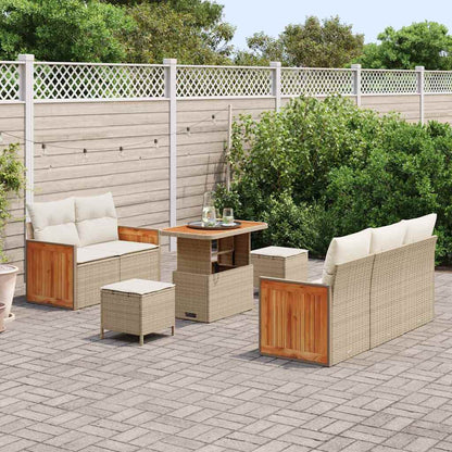 vidaXL Salon de jardin avec coussins 8 pcs Beige et crème