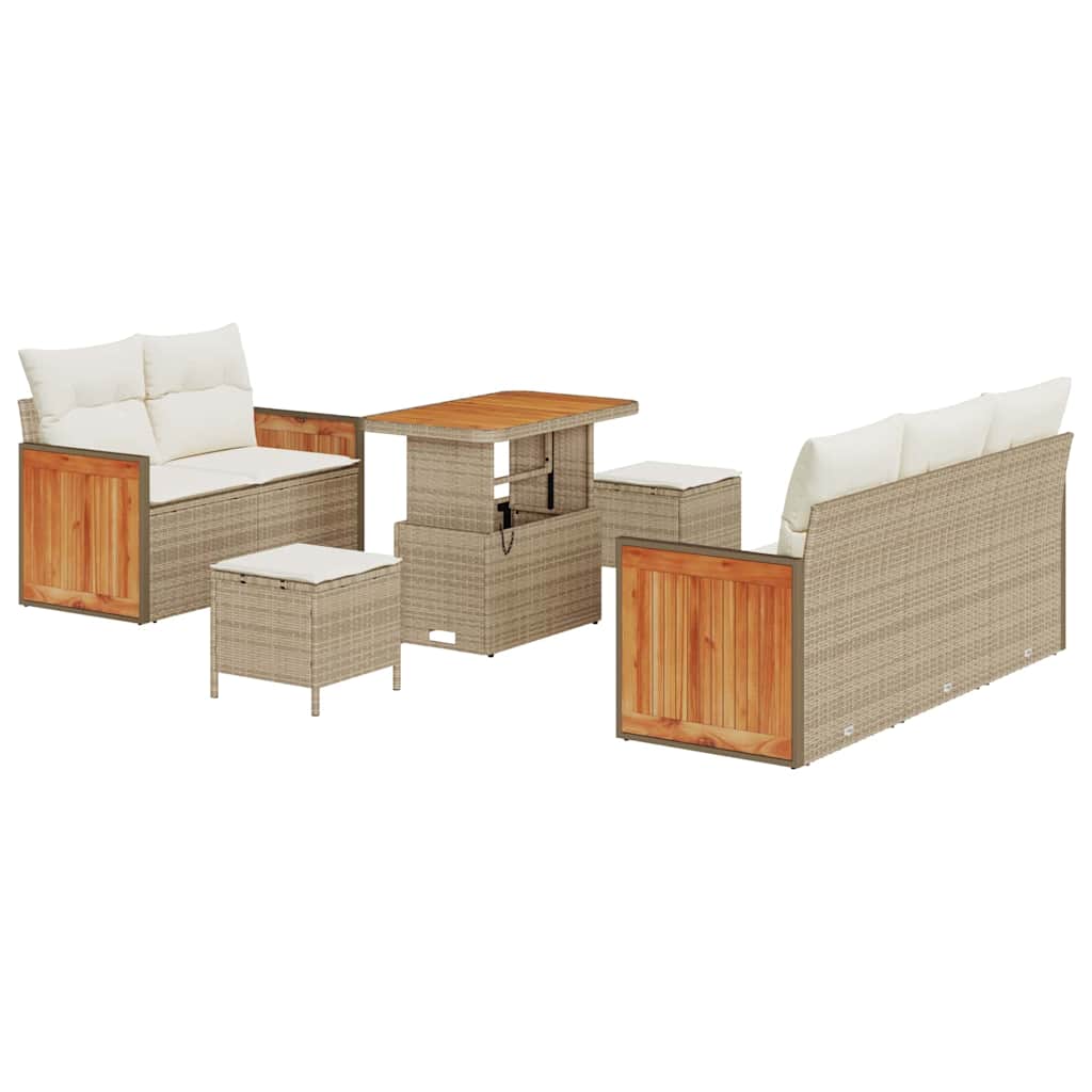 vidaXL Salon de jardin avec coussins 8 pcs Beige et crème