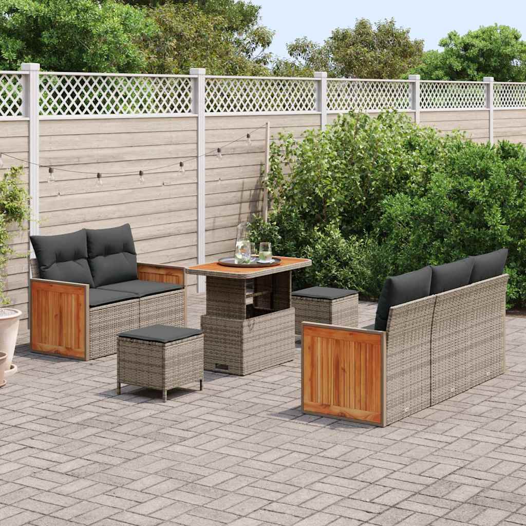 vidaXL Ensemble de canapés de jardin avec coussins 8 pcs Gris