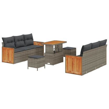 Gartensofa-set mit Kissen 9 pcs Grau