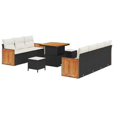 vidaXL Gartensofa-set mit Kissen 10 pcs Schwarz und Creme