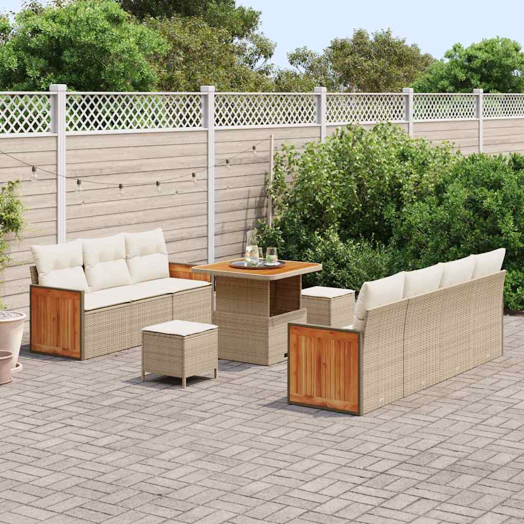 vidaXL Gartensofa-set mit Kissen 10 pcs Beige und Creme