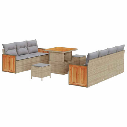 Gartensofa-set mit Kissen 10 pcs Beige und Hellgrau