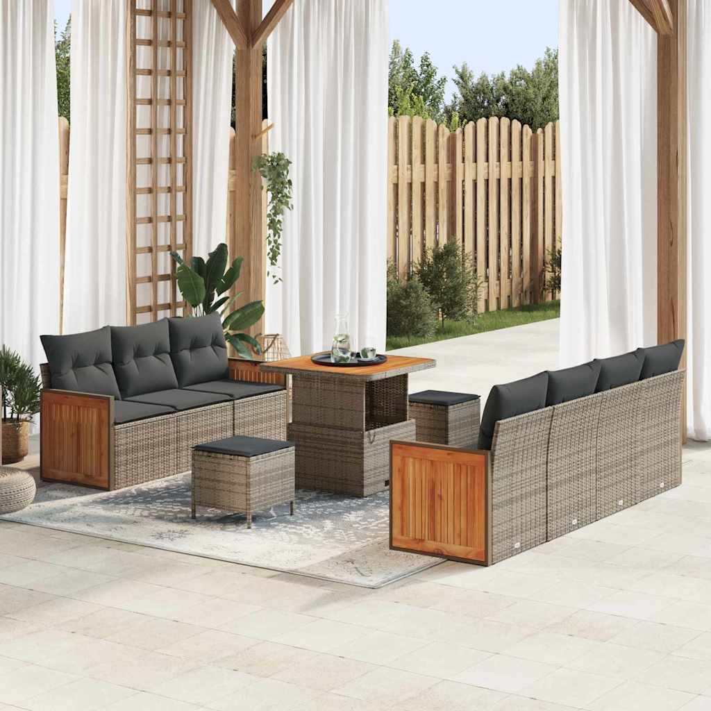 Gartensofa-set mit Kissen 10 pcs Grau