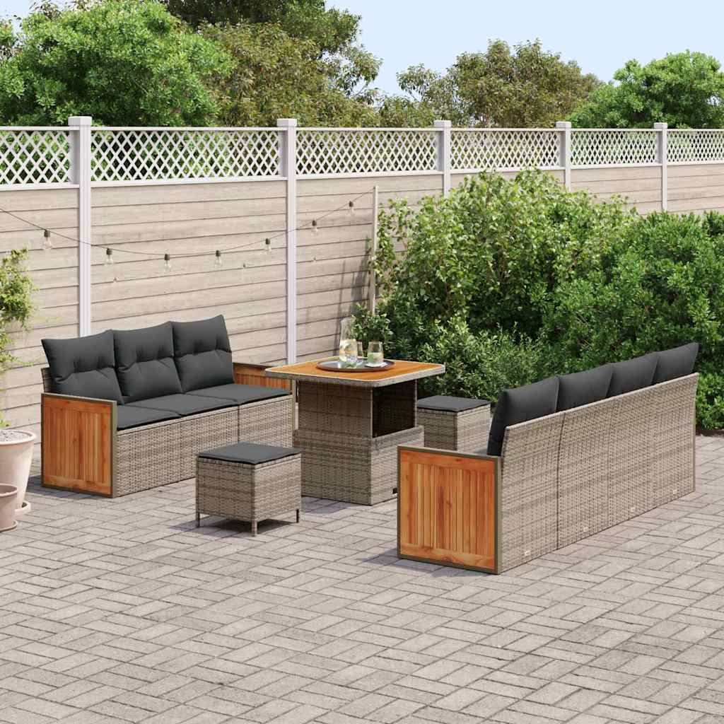 Gartensofa-set mit Kissen 10 pcs Grau