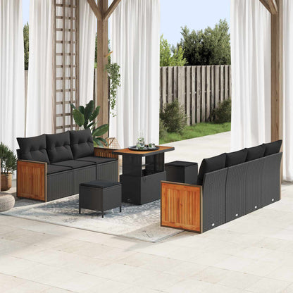 vidaXL Gartensofa-set mit Kissen 10 pcs Schwarz
