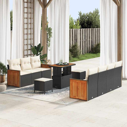 vidaXL Gartensofa-set mit Kissen 10 pcs Schwarz und Creme