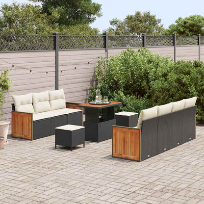 vidaXL Gartensofa-set mit Kissen 10 pcs Schwarz und Creme