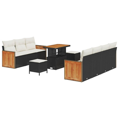 vidaXL Gartensofa-set mit Kissen 10 pcs Schwarz und Creme