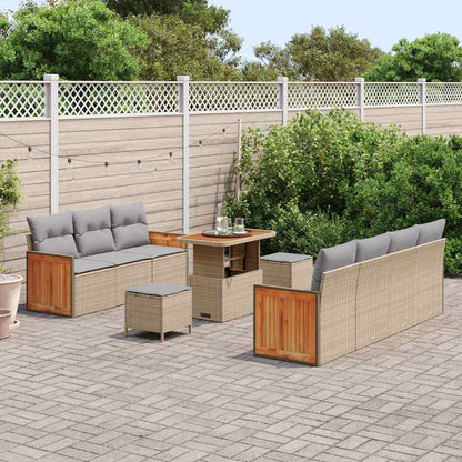 Gartensofa-set mit Kissen 10 pcs Beige und Hellgrau