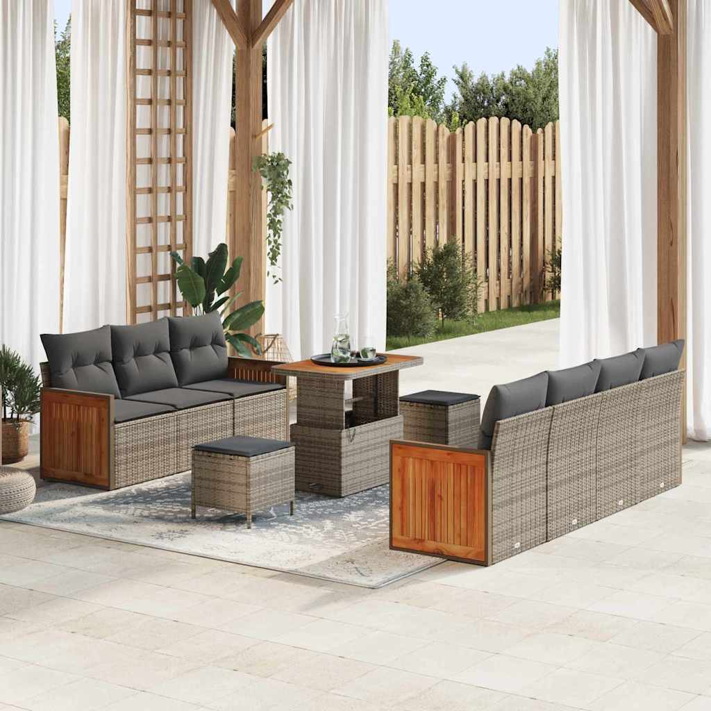 Gartensofa-set mit Kissen 10 pcs Grau