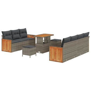 vidaXL Salon de jardin avec coussins 10 pcs Gris