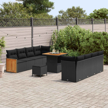 vidaXL Ensemble de canapés de jardin avec coussins 11 pcs Noir