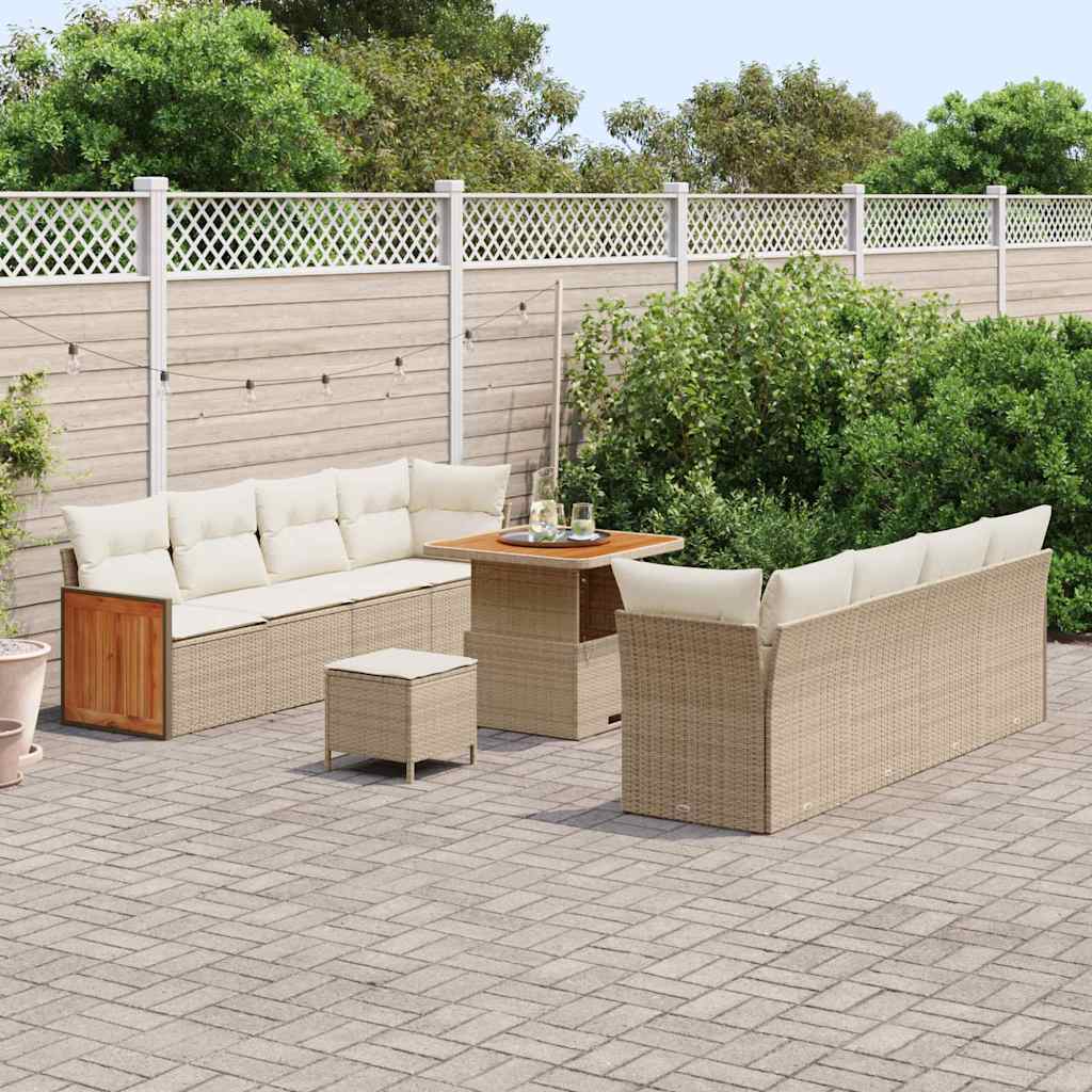 vidaXL Salon de jardin avec coussins 11 pcs Beige et Crème