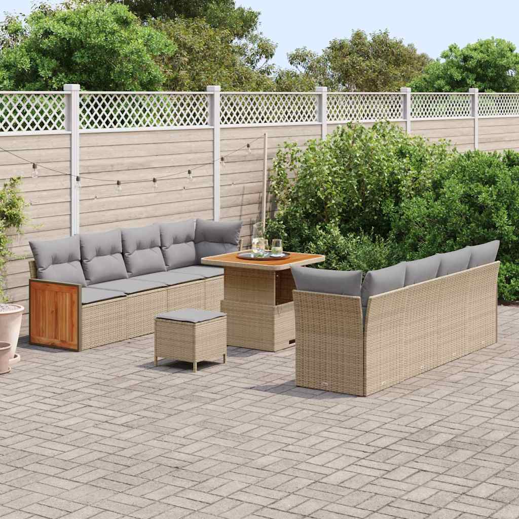 vidaXL Salon de jardin avec coussins 11 pcs Beige et Gris clair