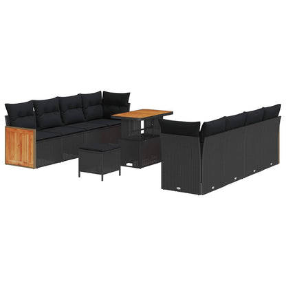 vidaXL Salon de jardin avec coussins 11 pcs Noir