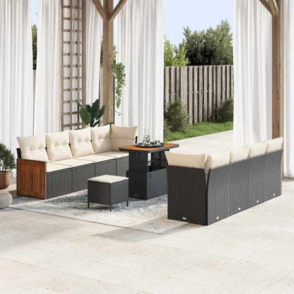vidaXL Salon de jardin avec coussins 11 pcs Noir et Crème