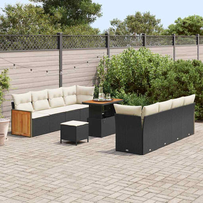 vidaXL Salon de jardin avec coussins 11 pcs Noir et Crème
