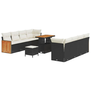 vidaXL Salon de jardin avec coussins 11 pcs Noir et Crème
