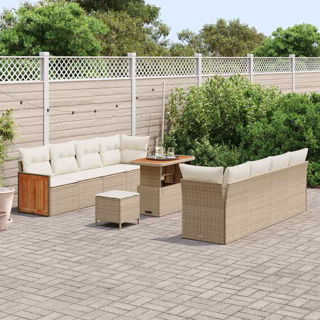 vidaXL Salon de jardin avec coussins 11 pcs Beige et Crème