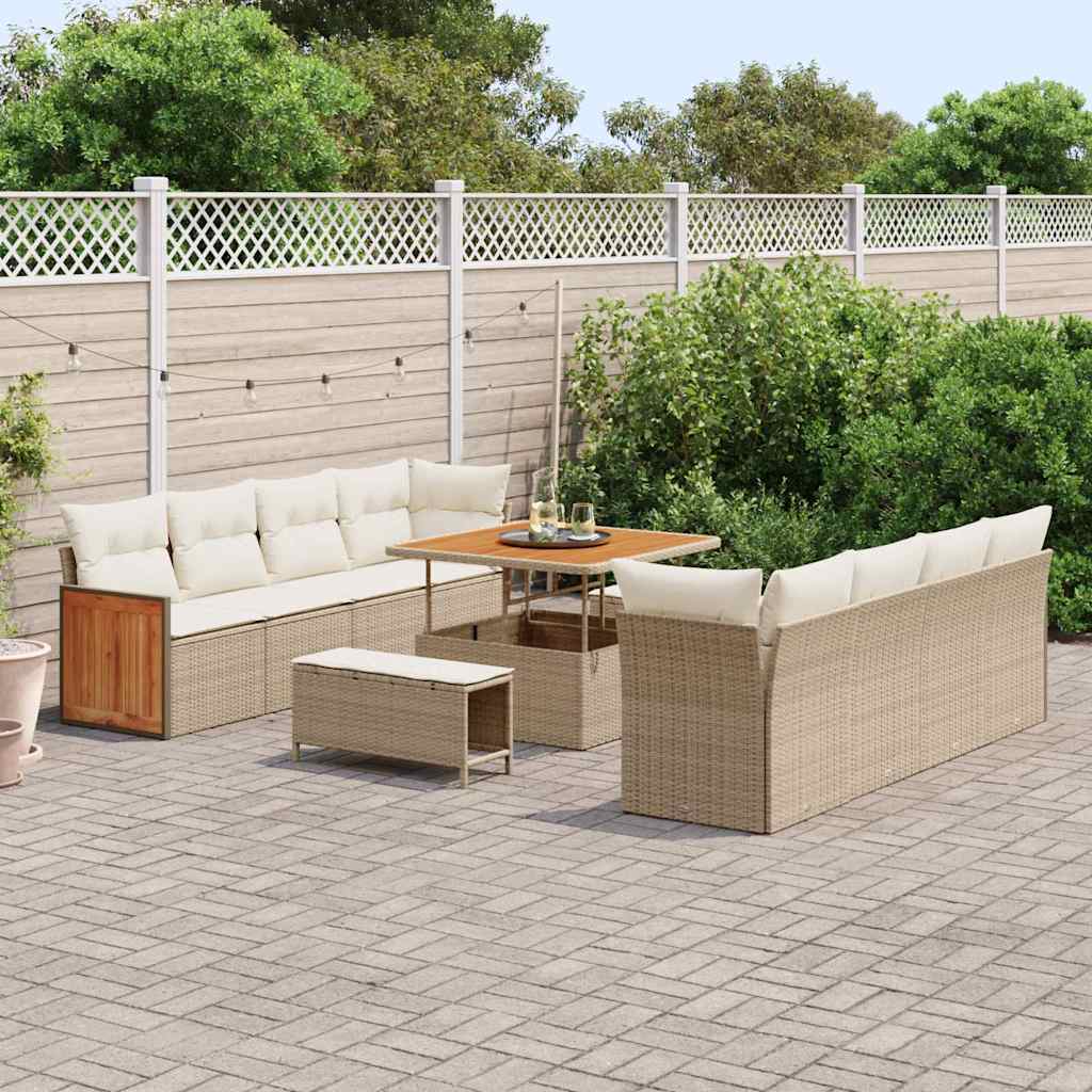 vidaXL Salon de jardin avec coussins 11 pcs Beige et Crème